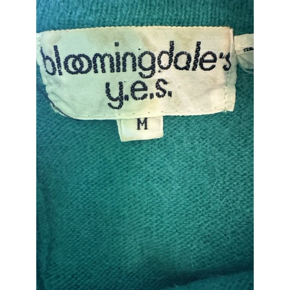 VTG Bloomingdale's y.e.s. Green Lambswool Angora Rabbit Nylon Blend‎ Sweater MED